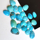 9-13mm Arizona Turquoise Rose Cut Thin Cabochons, Natural Arizona Turquoise Flat Back Cabochons For Jewelry (5 Pc To 10 Pcs) - PUSDG30Z