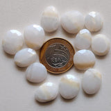 15-18mm White Opal Cabochon, Beautiful Opal Rose Cut Flat Back Cabs, 5 Pieces White Faceted Gems For Jewelry - PSG409