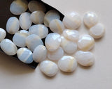 15-18mm White Opal Cabochon, Beautiful Opal Rose Cut Flat Back Cabs, 5 Pieces White Faceted Gems For Jewelry - PSG409