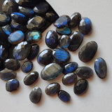 9-12mm Labradorite Rose Cut Cabochons, Natural Rose Cut Free Form Shape Labradorite Flat Back Cabochons (5 Pcs To 10 Pcs) - PDG242Z