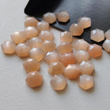 6.5-7mm Peach Moonstone Faceted Hexagon Flat Back Cabochons, Moonstone Rose Cut