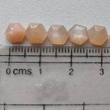 6.5-7mm Peach Moonstone Faceted Hexagon Flat Back Cabochons, Moonstone Rose Cut