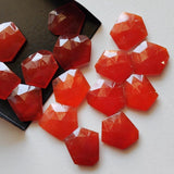 14-16mm Orange Chalcedony Rose Cut Cabochons, Orange Fancy Shape Flat Back