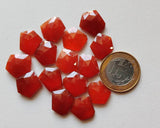 14-16mm Orange Chalcedony Rose Cut Cabochons, Orange Fancy Shape Flat Back