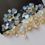 5-6mm Ethiopian Opal Heart Shape Cut Stones, Natural Fire Ethiopian Opal Faceted Heart Cut Stone For Jewelry, 2 Pieces - PUSNT14A