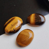 18-19 mm Tigers Eye Plain Cabochons, 3 Pieces Plain Tigers Eye Flat Back Loose Gemstones For Jewelry - NNP517Z