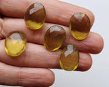 15-17mm Lemon Quartz Rose Cut Cabochons, 4 Pieces Yellow Lemon Quartz Rose Cut Faceted Gemstones For Jewelry - NNP509Z