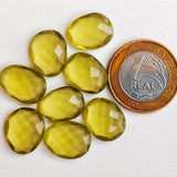15-17mm Lemon Quartz Rose Cut Cabochons, 4 Pieces Yellow Lemon Quartz Rose Cut Faceted Gemstones For Jewelry - NNP509Z
