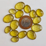 12-16mm Yellow Quartz Rose Cut Cabochon, Yellow Colored Crystal Quartz Rose Cut Flat Back Cabochons For Jewelry (5 Pcs To 10 Pcs) - NNP240Z