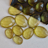 12-16mm Yellow Quartz Rose Cut Cabochon, Yellow Colored Crystal Quartz Rose Cut Flat Back Cabochons For Jewelry (5 Pcs To 10 Pcs) - NNP240Z