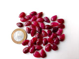 13x8mm Red Corundum Cabochons, Red Corundum Pear Rose Cut, Both Side Faceted