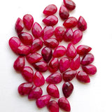 13x8mm Red Corundum Cabochons, Red Corundum Pear Rose Cut, Both Side Faceted