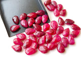 13x8mm Red Corundum Cabochons, Red Corundum Pear Rose Cut, Both Side Faceted