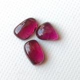 5-6mm Garnet Rhodolite Cabochons, 3 Pcs Natural Plain Free Form Shape Garnet Flat Back Slice Cabs - PDG373