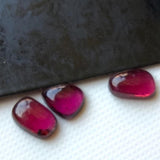 5-6mm Garnet Rhodolite Cabochons, 3 Pcs Natural Plain Free Form Shape Garnet Flat Back Slice Cabs - PDG373