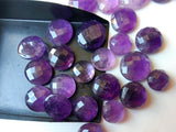 16-17mm Amethyst Cabochon Lot, Round Checker Cut, Loose Flat Back Faceted Amethyst For Jewelry, 5 Pieces  - KS77B