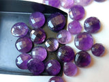 12-13mm Amethyst Cabochon Lot, Round Checker Cut, Loose Flat Back Faceted Amethyst For Jewelry, 5 Pieces - KS77A