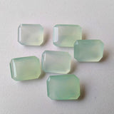 6 Pcs Blue Chalcedony Emerald Cut, Rectangle Loose Blue Chalcedony Gemstones, 12x15mm - GS3145Z