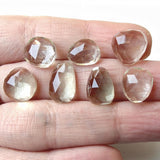 10.5-13mm Green Amethyst Cabochons, Natural Faceted Free Form Shape Green