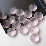 10-10.5mm Rose Pink Chalcedony Faceted Round Stones Double Side Cut Gemstones