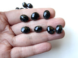 8x10mm Black Onyx Faceted Flat Back Cabochons, Onyx Rose Cut Gems, Onyx