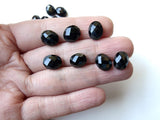 10x12mm Black Onyx Oval Rose Cut Flat Back Cabochon, Black Onyx RoseCut Gemstone