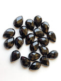 14x10mm Black Onyx Faceted Pear Cabochon, Black Onyx RoseCut Gemstones