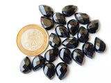 8x12mm Black Onyx Rose Cut Pear Cabochon, Black Onyx Flat Back Gems