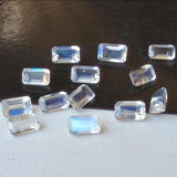 Rainbow Moonstone Faceted Rectangle Cut, 5x3mm Loose Rainbow Moonstone Emerald Gemstones for Ring - PSG404