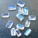 Rainbow Moonstone Faceted Rectangle Cut, 5x3mm Loose Rainbow Moonstone Emerald Gemstones for Ring - PSG404