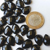 12x16mm Black Onyx Pear Cabochon, Black Onyx Flat Back, Onyx RoseCut Gemstones