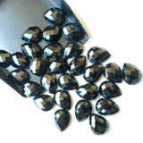 12x16mm Black Onyx Pear Cabochon, Black Onyx Flat Back, Onyx RoseCut Gemstones