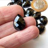 13x17mm Black Onyx Cabochon, Black Onyx RoseCut Gemstones, Onyx Flat Cabochons