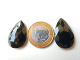 18x30mm Black Chalcedony Faceted Pear Cabochons, 3 Pcs Loose Flat Back Black Pear Gems Chalcedony Stones For Jewelry - GS3149Z
