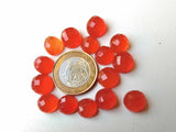 11-12mm Carnelian Orange Chalcedony Checker Cut Cabochons, Orange Flat Back Round Faceted Cabochon For Jewelry (5 Pcs To 10 Pcs) - PSG405