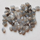 4x6mm Grey Moonstone Oval Plain Flat Back Cabochon, Loose Oval Plain Calibrated Moonstone For Jewelry (5 Pcs To 25 Pcs) - BGPA478Z
