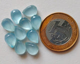 7x10mm Blue Chalcedony Pear Table Cut Flat Back,Blue Chalcedony Pear Cabochons