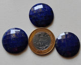 25mm Huge Lapis Lazuli Checker Cut Cabochons, 1 Pc Loose Lapis Lazuli Faceted Flat Back Cabochons For Jewelry - KRS266Z