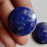 25mm Huge Lapis Lazuli Checker Cut Cabochons, 1 Pc Loose Lapis Lazuli Faceted Flat Back Cabochons For Jewelry - KRS266Z
