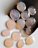 15-22mm Rose Pink Chalcedony Faceted Cabochon Pink Chalcedony Rose Cut Flat Back