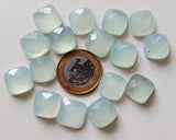 15mm Aqua Chalcedony Cushion Cut Flat Back Cabochons, 5 Pieces Loose Aqua Chalcedony Square Gemstones For Jewelry - KRS316Z
