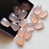 14-17mm Rose Quartz Chalcedony Rose Cut Cabochon, Light Pink Chalcedony Faceted