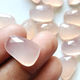 14-17mm Rose Quartz Chalcedony Rose Cut Cabochon, Light Pink Chalcedony Faceted