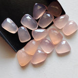 14-17mm Rose Quartz Chalcedony Rose Cut Cabochon, Light Pink Chalcedony Faceted