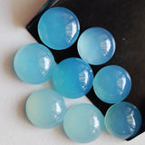 13-15mm Blue Chalcedony Plain Round Cabochon, Plain Blue Chalcedony Flat Back Stone Cabochons For Jewelry - KRS321Z