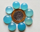 13-15mm Blue Chalcedony Plain Round Cabochon, Plain Blue Chalcedony Flat Back Stone Cabochons For Jewelry - KRS321Z