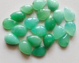 7x10mm-13x18mm Chrysoprase Plain Pear Flat Back Cabochons, Sea Green Chrysoprase