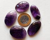 25-34mm Amethyst Oval Plain Cabochons, Loose Rare Oval Plain Flat Back Amethyst Cabochons For Jewelry, 4 Pieces  - GODP727Z