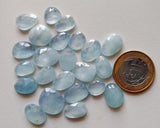 12-14mm Aquamarine Rose Cut Flat Back Cabochons, 2 Pcs Natural Aquamarine