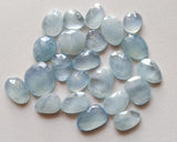 12-14mm Aquamarine Rose Cut Flat Back Cabochons, 2 Pcs Natural Aquamarine